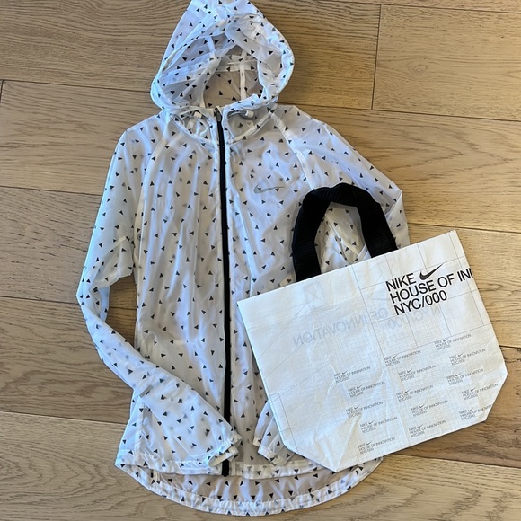 Nike Jackets & Blazers - Nike Running Translucent Hooded Jacket (Small) & Reusable Durable White Bag